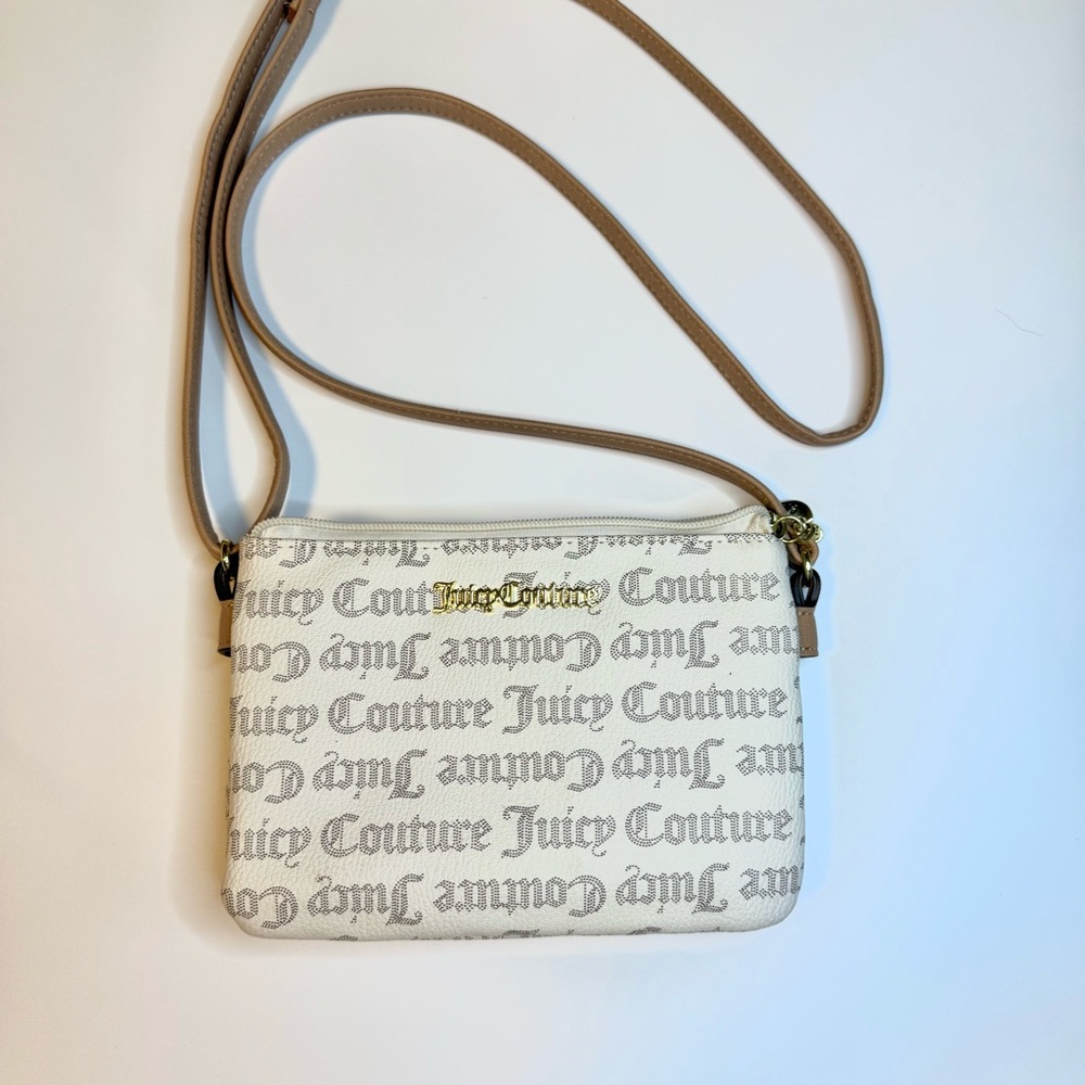 Juicy Couture White and Tan Crossbody Bag